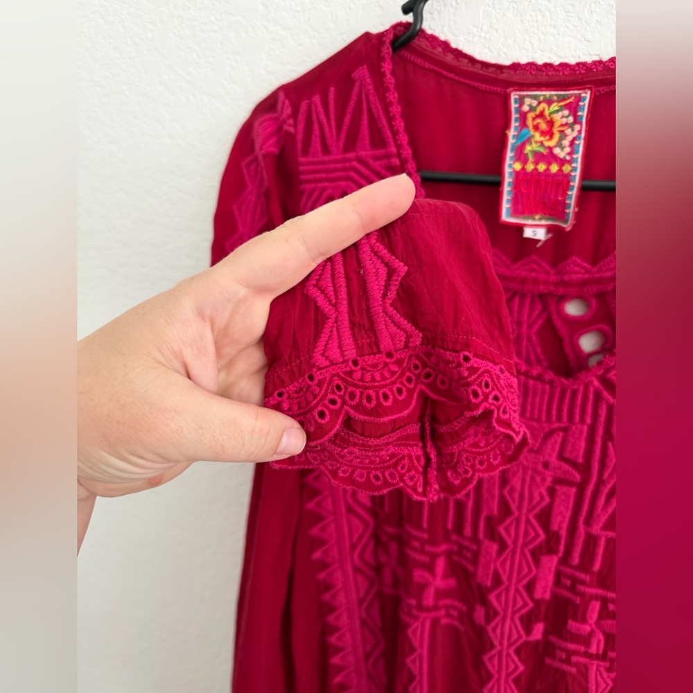 Johnny Was Blouse Small Pink and Red Embroidered Flowy Boho shirt - Picture 4 of 6